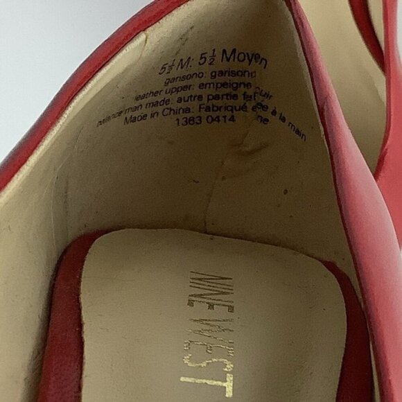 NINE WEST LEATHER RED HIGH HEEL PUMPS SHOES - Picture 10 of 11